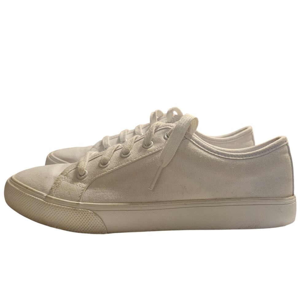 Wonder Nation Women's White Canvas Sneakers, Size 5